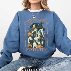Purranormal Cativity Vintage Ghost Cowgirl Halloween Pumpkin Retro Spooky Graphic Sweatshirt — view 6