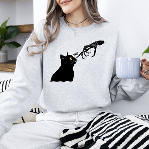 Boop Cat Skeleton Ghost Halloween Western Vintage Pumpkin Retro Spooky Graphic Sweatshirt — view 3