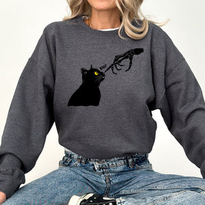 Boop Cat Skeleton Ghost Halloween Western Vintage Pumpkin Retro Spooky Graphic Sweatshirt — view 6