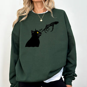 Boop Cat Skeleton Ghost Halloween Western Vintage Pumpkin Retro Spooky Graphic Sweatshirt — view 7