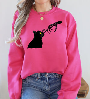 Boop Cat Skeleton Ghost Halloween Western Vintage Pumpkin Retro Spooky Graphic Sweatshirt — view 2