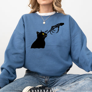 Boop Cat Skeleton Ghost Halloween Western Vintage Pumpkin Retro Spooky Graphic Sweatshirt — view 4