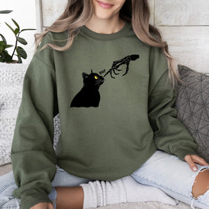 Boop Cat Skeleton Ghost Halloween Western Vintage Pumpkin Retro Spooky Graphic Sweatshirt — view 5