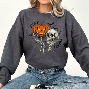 What If The Anxious Skeleton Ghost Western Vintage Halloween Spooky Graphic Sweatshirt — view 5