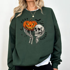 What If The Anxious Skeleton Ghost Western Vintage Halloween Spooky Graphic Sweatshirt — view 7