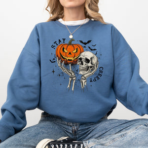 What If The Anxious Skeleton Ghost Western Vintage Halloween Spooky Graphic Sweatshirt — view 1