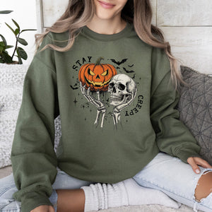 What If The Anxious Skeleton Ghost Western Vintage Halloween Spooky Graphic Sweatshirt — view 3