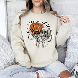 What If The Anxious Skeleton Ghost Western Vintage Halloween Spooky Graphic Sweatshirt — view 4