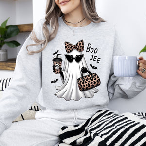 Fancy Boujee Ghost Halloween Bow Coquette Western Vintage Pumpkin Retro Spooky Graphic Sweatshirt — view 2