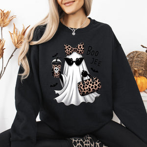 Fancy Boujee Ghost Halloween Bow Coquette Western Vintage Pumpkin Retro Spooky Graphic Sweatshirt — view 8