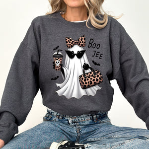 Fancy Boujee Ghost Halloween Bow Coquette Western Vintage Pumpkin Retro Spooky Graphic Sweatshirt — view 3