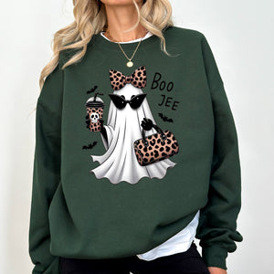 Fancy Boujee Ghost Halloween Bow Coquette Western Vintage Pumpkin Retro Spooky Graphic Sweatshirt — view 5