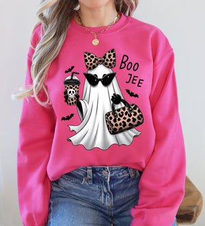Fancy Boujee Ghost Halloween Bow Coquette Western Vintage Pumpkin Retro Spooky Graphic Sweatshirt — view 1