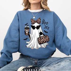 Fancy Boujee Ghost Halloween Bow Coquette Western Vintage Pumpkin Retro Spooky Graphic Sweatshirt — view 6