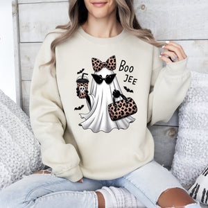 Fancy Boujee Ghost Halloween Bow Coquette Western Vintage Pumpkin Retro Spooky Graphic Sweatshirt — view 4