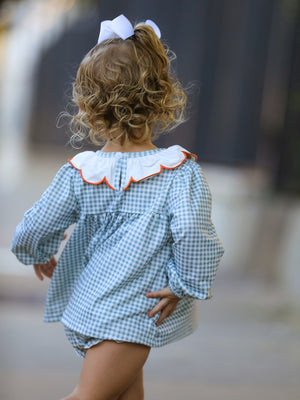 Halloween Thanksgiving Embroidered Pumpkin Girls Bloomer Set — view 4