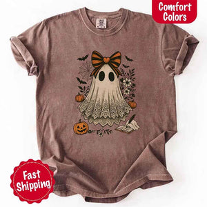 Lace Ghost Comfort Colors Halloween Shirt – Women’s Spooky Tee — view 2