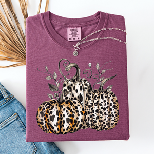 Leopard Print Pumpkins Watercolor Bouquet Autumn Halloween Scene Comfort Colors Tee — view 8
