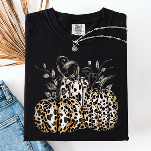 Leopard Print Pumpkins Watercolor Bouquet Autumn Halloween Scene Comfort Colors Tee — view 9
