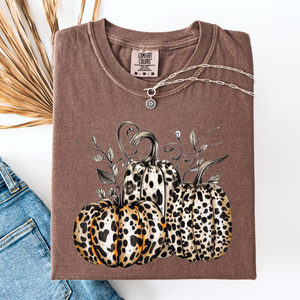 Leopard Print Pumpkins Watercolor Bouquet Autumn Halloween Scene Comfort Colors Tee — view 10