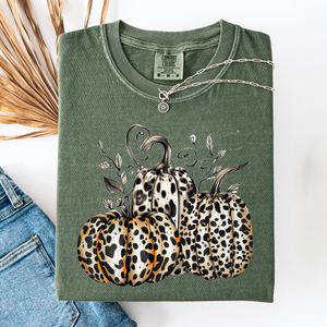 Leopard Print Pumpkins Watercolor Bouquet Autumn Halloween Scene Comfort Colors Tee — view 6