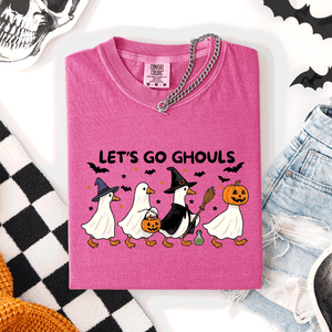 Let's Go Ghouls Funny Geese Goose Halloween Witch Spooky Season Comfort Colors Tee — view 3