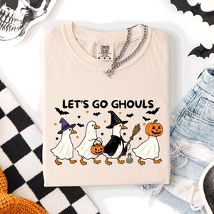 Let's Go Ghouls Funny Geese Goose Halloween Witch Spooky Season Comfort Colors Tee — view 5