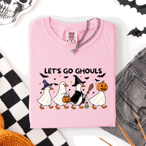 Let's Go Ghouls Funny Geese Goose Halloween Witch Spooky Season Comfort Colors Tee — view 7