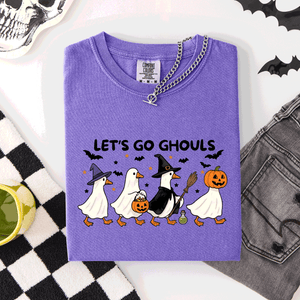Let's Go Ghouls Funny Geese Goose Halloween Witch Spooky Season Comfort Colors Tee — view 9