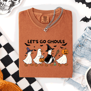 Let's Go Ghouls Funny Geese Goose Halloween Witch Spooky Season Comfort Colors Tee — view 1
