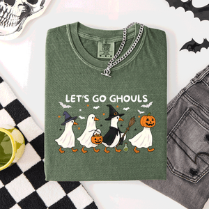 Let's Go Ghouls Funny Geese Goose Halloween Witch Spooky Season Comfort Colors Tee — view 2
