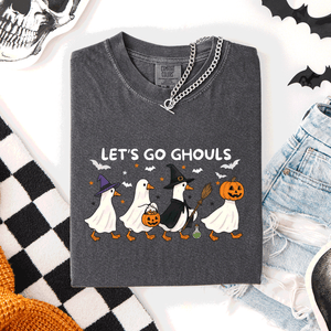 Let's Go Ghouls Funny Geese Goose Halloween Witch Spooky Season Comfort Colors Tee — view 4