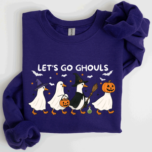 Let's Go Ghouls Geese Goose Halloween Witch Theme Spooky Seasonal Graphic Sweatshirt — view 10