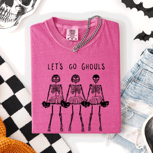 Let's Go Ghouls Skeleton Cheerleaders Spooky Halloween Edition Classic Comfort Colors Tee — view 2