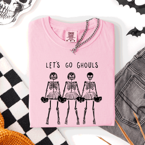 Let's Go Ghouls Skeleton Cheerleaders Spooky Halloween Edition Classic Comfort Colors Tee — view 7