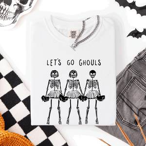 Let's Go Ghouls Skeleton Cheerleaders Spooky Halloween Edition Classic Comfort Colors Tee — view 9