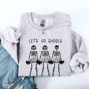 Let's Go Ghouls Skeleton Cheerleaders Halloween Night Parade Spooky Spirit Sweatshirt — view 3