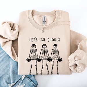 Let's Go Ghouls Skeleton Cheerleaders Halloween Night Parade Spooky Spirit Sweatshirt — view 5