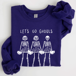 Let's Go Ghouls Skeleton Cheerleaders Halloween Night Parade Spooky Spirit Sweatshirt — view 6