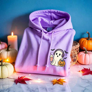 Little Ghost Iced Coffee Hoodie – Cute Halloween Ghost Hoodie — view 1