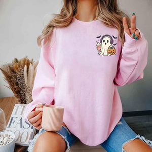 Little Ghost Iced Coffee Sweatshirt – Cute Halloween Ghost Sweatshirt — view 6