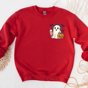 Little Ghost Iced Coffee Sweatshirt – Cute Halloween Ghost Sweatshirt — view 3