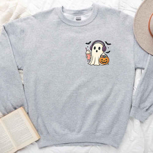 Little Ghost Iced Coffee Sweatshirt – Cute Halloween Ghost Sweatshirt — view 5