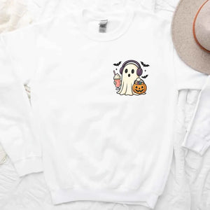 Little Ghost Iced Coffee Sweatshirt – Cute Halloween Ghost Sweatshirt — view 1