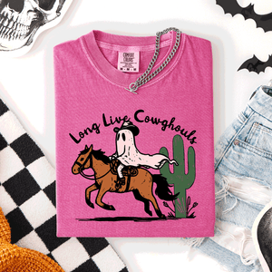 Long Live Cowghouls, Cowgirls Western Halloween Cute Celebration Comfort Colors Tee — view 4