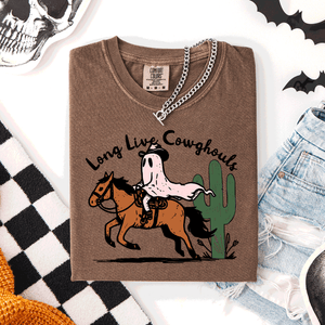 Long Live Cowghouls, Cowgirls Western Halloween Cute Celebration Comfort Colors Tee — view 5