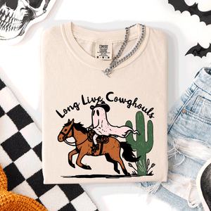 Long Live Cowghouls, Cowgirls Western Halloween Cute Celebration Comfort Colors Tee — view 2