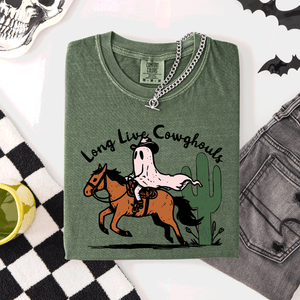 Long Live Cowghouls, Cowgirls Western Halloween Cute Celebration Comfort Colors Tee — view 3