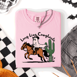 Long Live Cowghouls, Cowgirls Western Halloween Cute Celebration Comfort Colors Tee — view 6