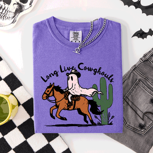 Long Live Cowghouls, Cowgirls Western Halloween Cute Celebration Comfort Colors Tee — view 7